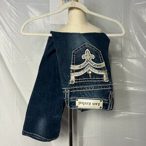 Vintage Rock Revival 28 Embellished Low Rise Dark Wash Denim Jeans